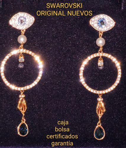 Aros Swarovski Original Nuevo Symbolic Evil Eye Oro Cristal 