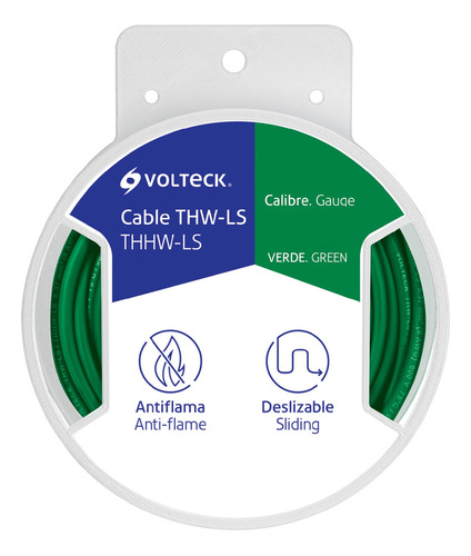 Carrete 20m Cable Thhw-ls 12awg Verde Volteck 40252