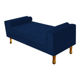 Recamier Baú Félix King Size 195cm Suede Azul Marinho