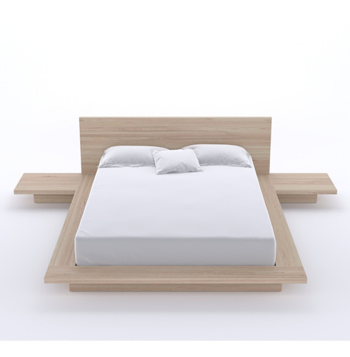 Juego Alcoba Cama Doble 140 Cm Madera Maciza Pino Canadiense