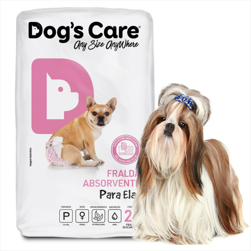 Fralda Higiênica Descartável P/ Cães Fêmea Dogs Care P 24 Un