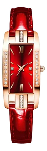 Reloj Pulsera Mujer Análogo Correa De Cuero Mod. Square