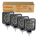 4 Farol De Milha Led Quadrado 102w 12v/24v Truck Caminhão  