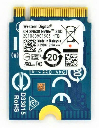 Ssd 1tb M.2 2230 Wd Ch Sn530 Pcie Gen3 X4 Nvme 0 Horas