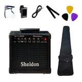 Kit  Para Guitarra Cubo Gt1200 Preto Sheldon  + Acessórios