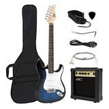 Guitarra Eléctrica Azul Con Amplificador, Funda Y Accesorios