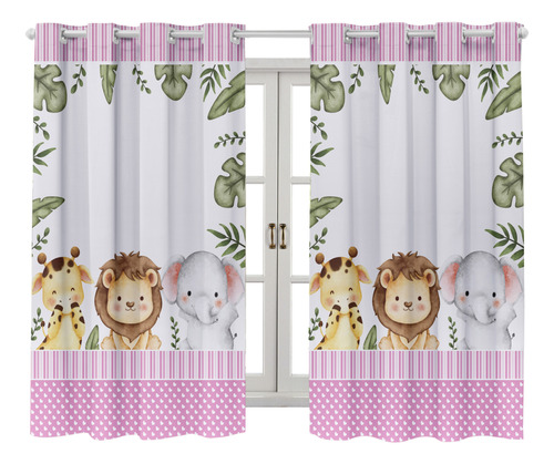 Cortina Estampada Safari 200x150 Quarto Infantil Baby