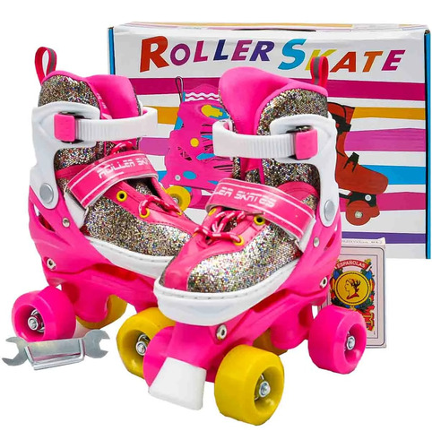 Patines 4 Ruedas Con Brillos Talle M 33-38 Roller Skate