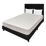 Colchón Semidoble Multisleep+base Cama+cabecero+almohadas Color Negro