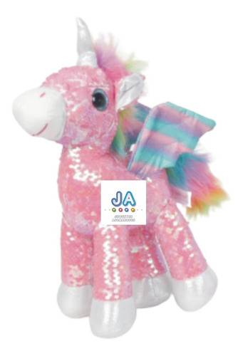 Unicornio De Peluche Parado Con Lentejuelas 28cm Palermo