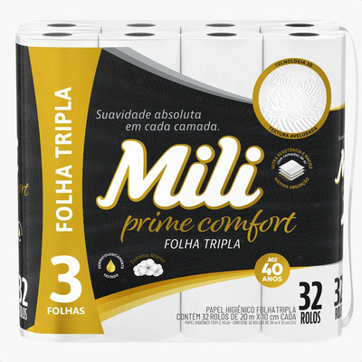 Papel Higiênico Mili Prime Confort Folha Tripla 32 Rolos | MercadoLivre