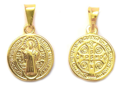 Colgante Medalla San Benito Pequeña Enchapada En Oro 18k