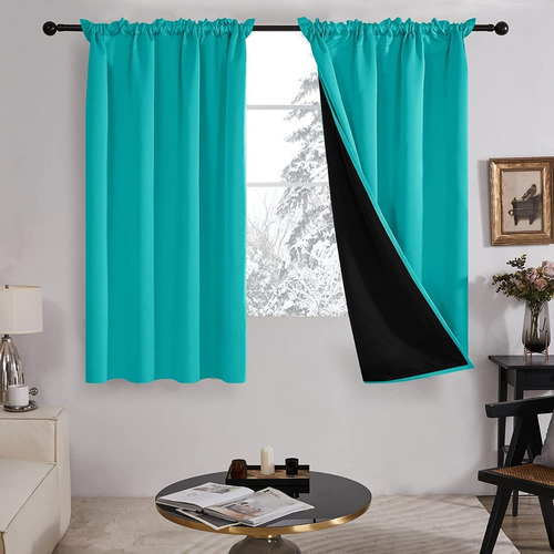 2 Cortina Forro Blackout Aislamiento Térmico Ruido 132x160cm