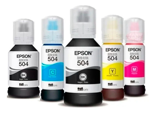 Kit 5 Tintas Epson 504 Impresoras, L4150 L4160 L6191 L6270