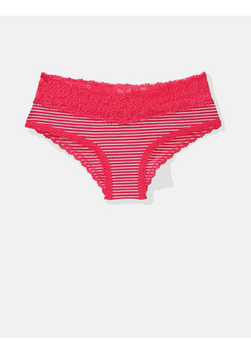 Aerie Undie Cheeky De Algodón Rayas Con Encaje