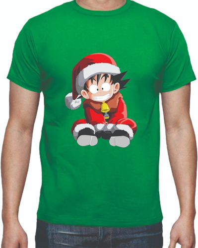 Camisetas Navideñas Goku Dragon Ball Navidad Adultos Niños