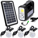 Kit Sistema Solar Painel Led A Bateria 3 Lâmpadas Portátil