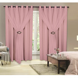 Cortina Voil C/ Forro Blackout Pvc 100 % 4,00x2,30 Rosa