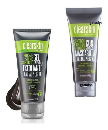 1 Mascarilla + 1 Gel Limpiador Exfoliante Negro Avon