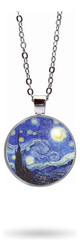 Colar Van Gogh Noite Estrelada Arte Derivada Unissex