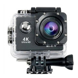 Camara Deportiva 4k Wifi Sumergible Con Accesorios Fralugio Color Negro