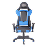 Silla De Escritorio Koa Racing Gam720 Gamer Ergonómica  Negra Y Azul Con Tapizado De Cuero Sintético