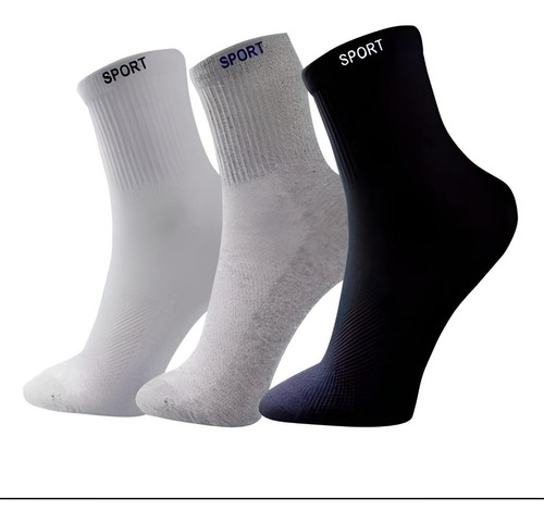 06 Pares Meias Masculina Cano Alto Longo Sport Algodão