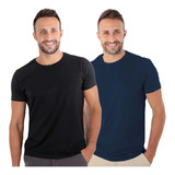 Kit 2 Camiseta Camisa Masculina Básica Slim Lisa Algodão 