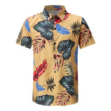 Camisa De Praia Masculina Havaiana De Manga Curta, Camisas D