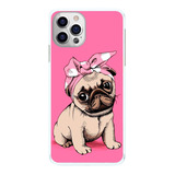 Capinha Pug Rosa Laço Cabeça Lacinho Capa De Celular