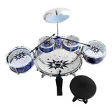 Bateria Infantil Profissional Pedal Banco Baqueta Rock Star Cor Azul