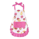 Claswcalor 100% Algodón Niños Niñas Delantales, Cupcake Patr