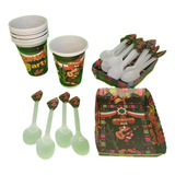 Kit Decoracion Mexicano Vasos+bandejas+cubiertos 36 Invitado