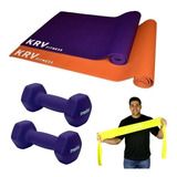 Combo Mat Yoga 4 Mm + Mancuernas Vinilo 2kg X2 Un +regalo 