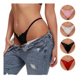 Paquete 4 Panty Tanga Sexy Encaje Bikini Lencería