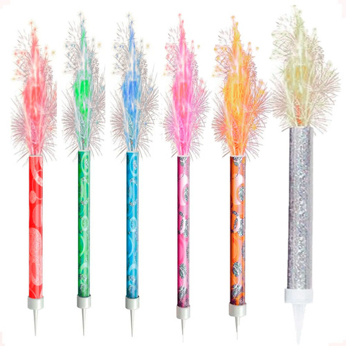 4 Unid Vela Vulcão Cascata Foguetinho Topo De Bolo - Cores