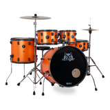 Bateria Odery The Tiger Metal Orange Tg200 C/ Pratos E Banco Cor Preto