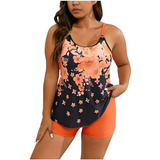 Tankinis De Talla Grande Para Mujeres: Blusón Floral Con Pan