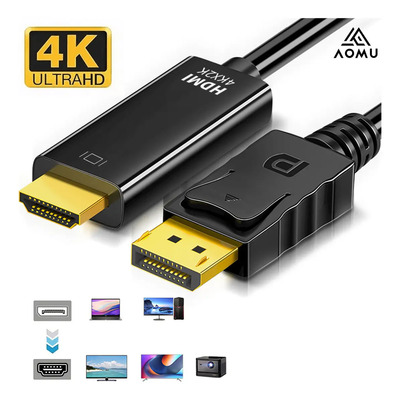 El adaptador\u002Fconvertidor es compatible con DisplayPort a HDMI, cable de 1,8 m, 2K, 4K, 1080P, adecuado para ordenadores de sobremesa, televisores y proyectores.AOMU | Meses sin interés