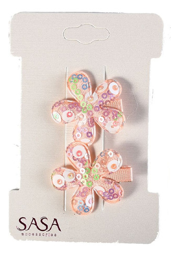 Pack 12 Broches D/pelo Con Forma D/flor Y Lentejuelas P/niña