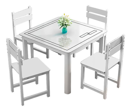 Mesa Comedor Madera Vidrio Fierro 4 Sillas Juego De Comedor 