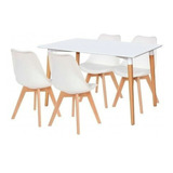 Juego Comedor  Mesa Rectangular Eames 120cm + 4 Sillas Tulip