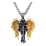 Collar Vikingo Arcángel Saint Michael Color Oro Acero Hombre
