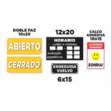 Cartel Horarios Abierto / Cerrado 10x20 Pack Kiosco Local