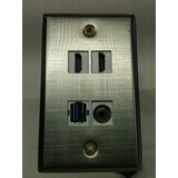 Placa De Pared Acero Inox Hdmi X 2 Usb Audio 3.5