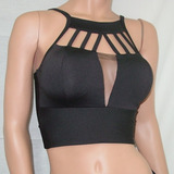 Top Croptop Sostén Negro Brasilero Diseño Hermoso