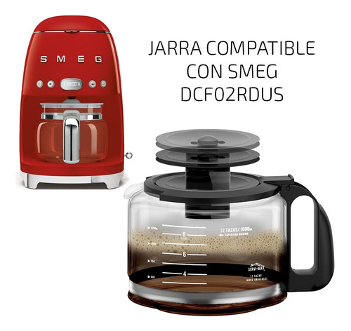 Jarra Compatible Con Cafetera Smeg Dcf02rdus