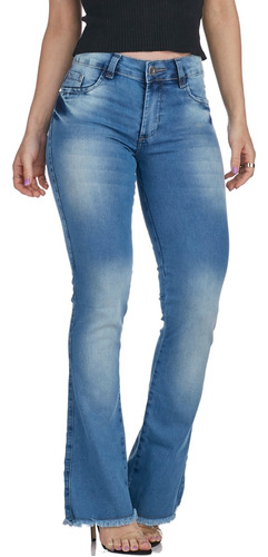 Calça Jeans Feminina Petit Flare Para Baixinhas Cós Alto