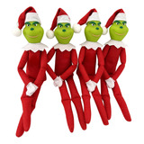 4 Pcs De Muñecos Navideños Elf Grinch Peludos De Color Verde