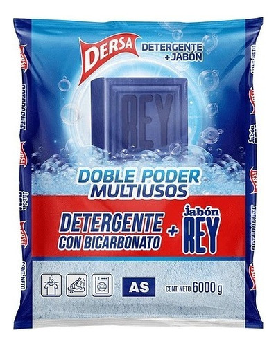 Detergente Dersa As En Polvo 6000 Gr Bicarbonato + Jabon Rey
